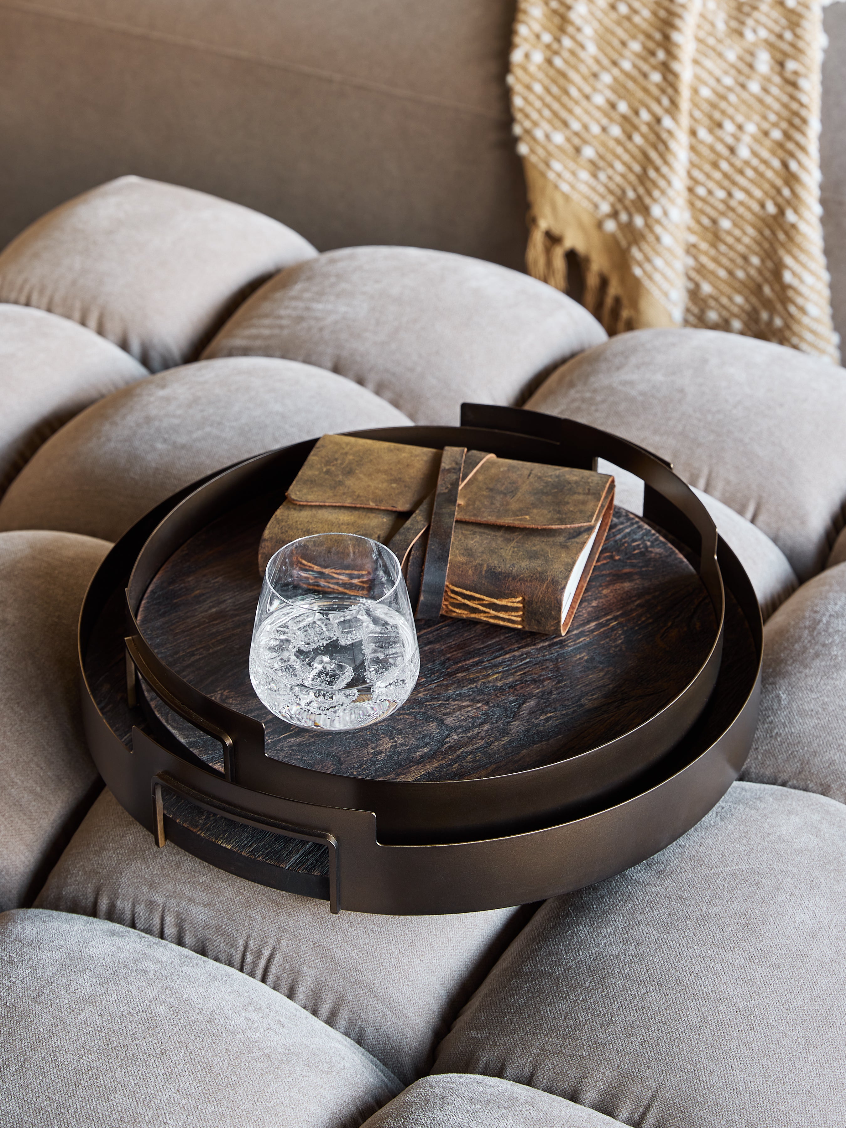 Set of 2 Shibui Mango Wood & Smoked Gold Trays — lifestyle 6