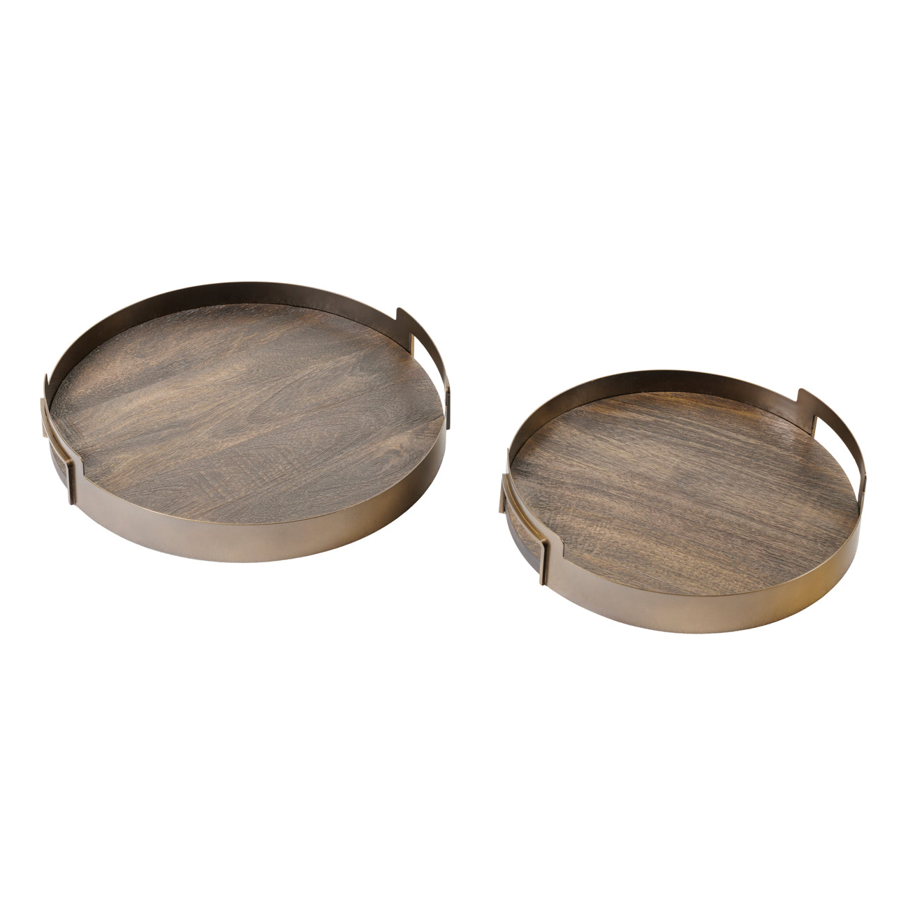 Set of 2 Shibui Mango Wood & Smoked Gold Trays — view 6