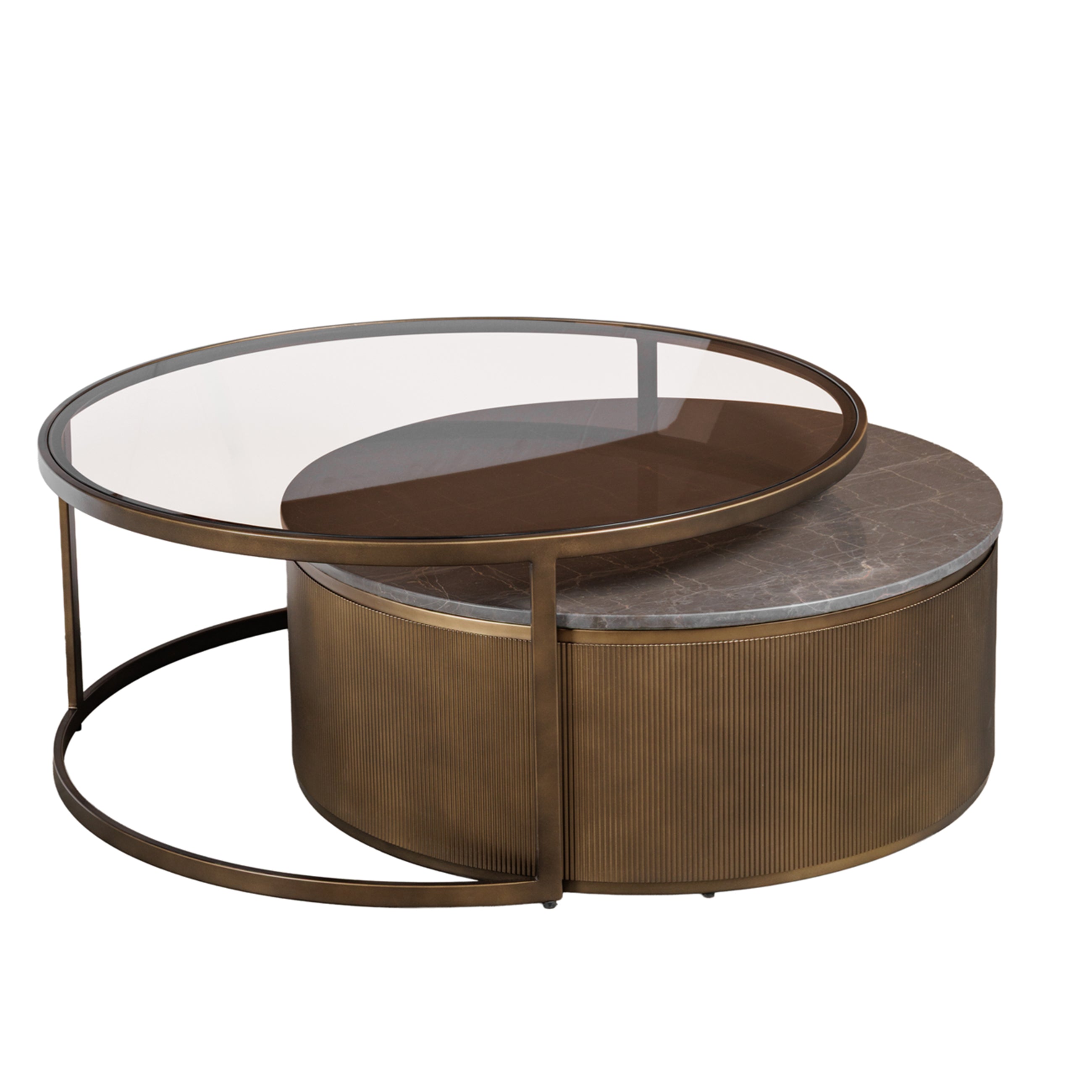Set of 2 Belvedere Royal Gold Nesting Coffee Tables