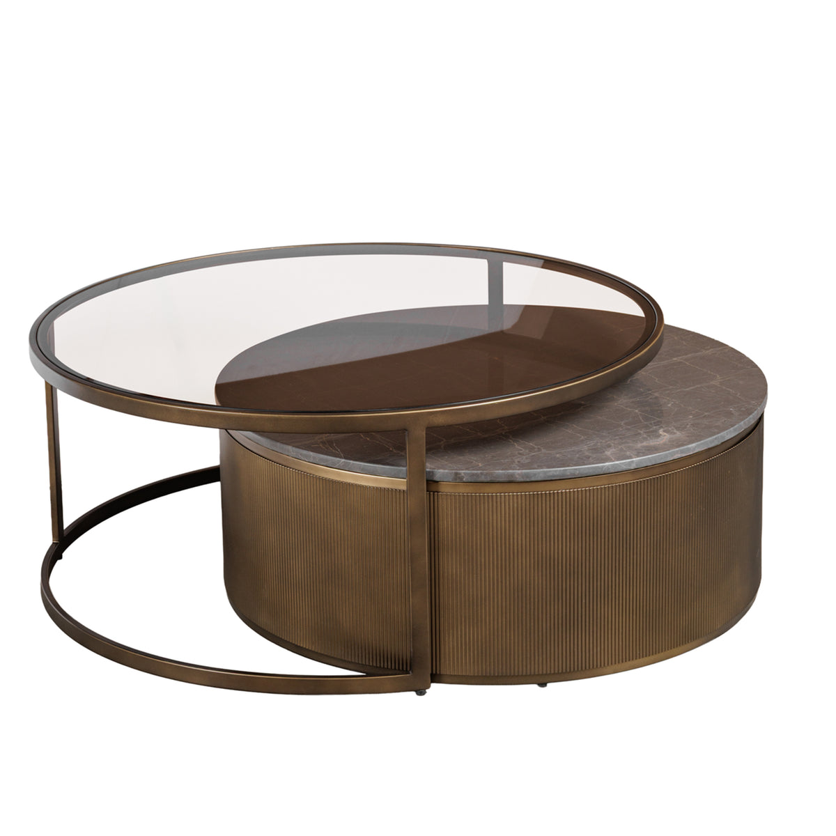 Set of 2 Belvedere Royal Gold Nesting Coffee Tables