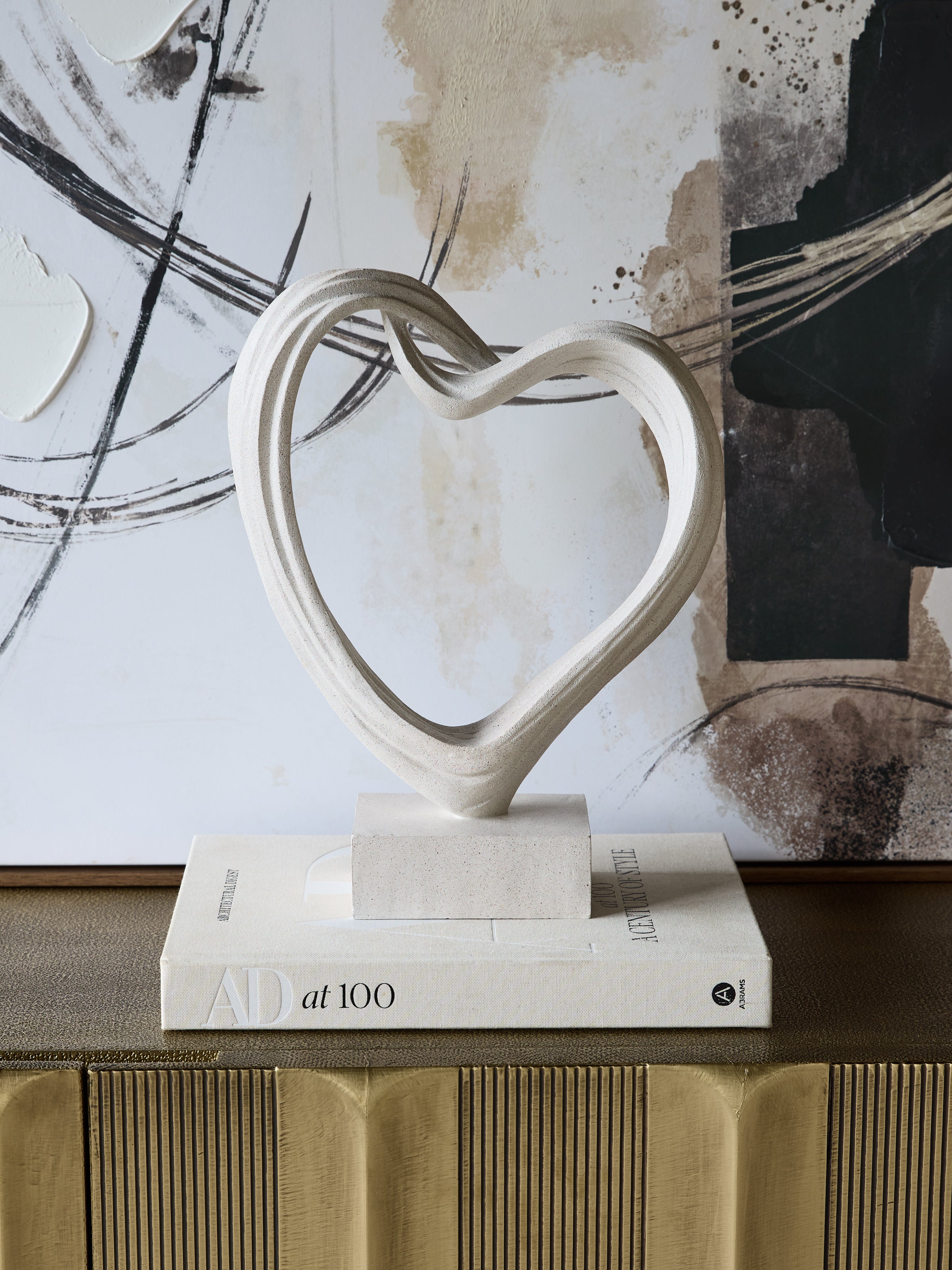 Aven White Sculpted Heart Sculpture — lifestyle 6