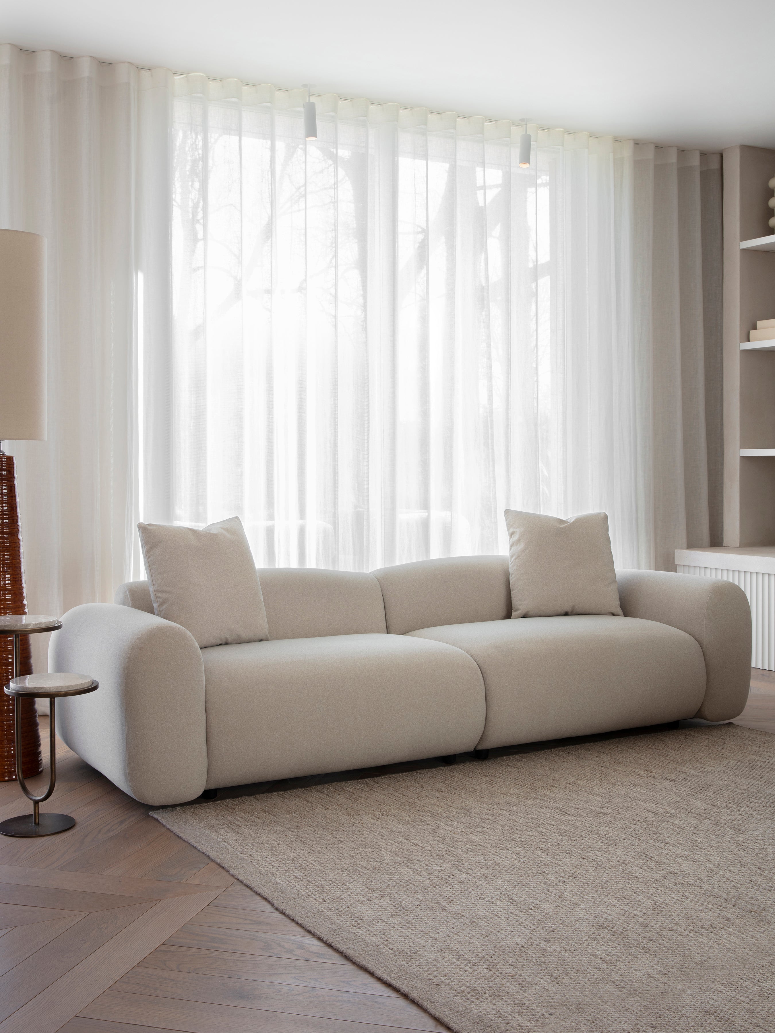Limewood Warm Stone Velvet 3 Seater Sofa — lifestyle 6