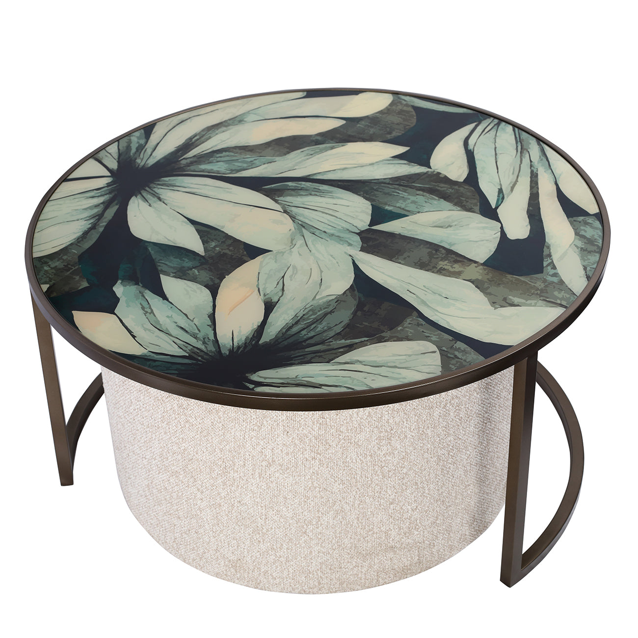 Savanna Leaf & Nesting Pouffe Coffee Table — view 2