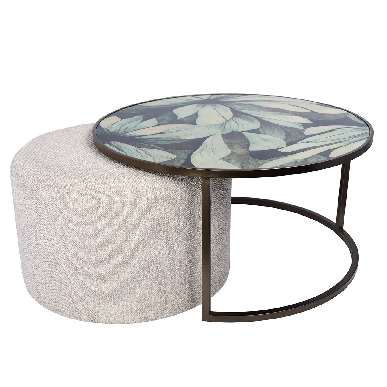 Savanna Leaf & Nesting Pouffe Coffee Table