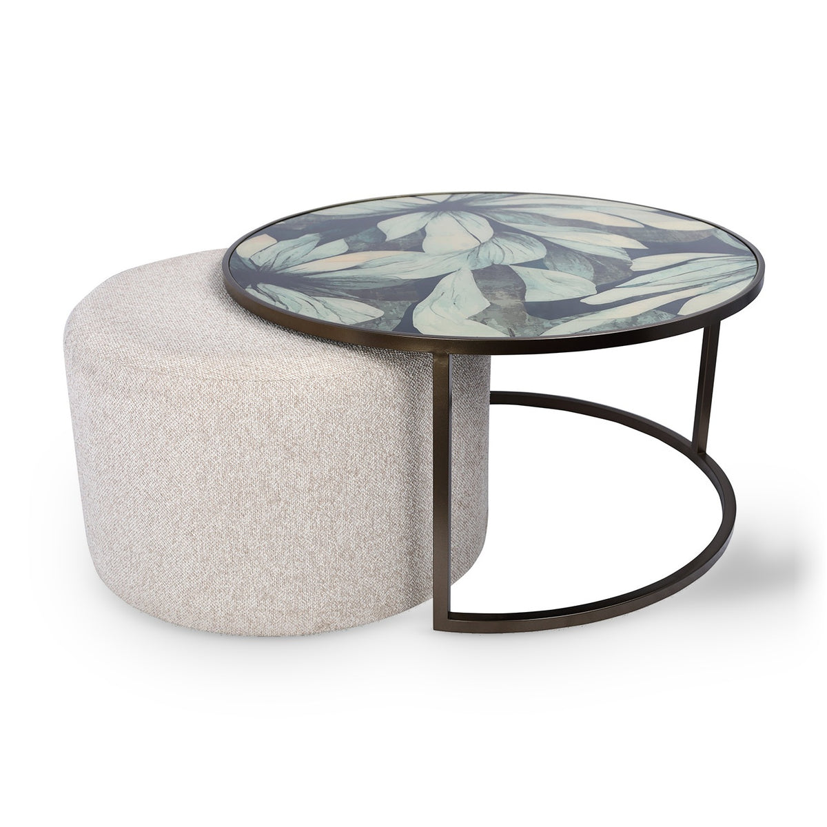 Savanna Leaf & Nesting Pouffe Coffee Table