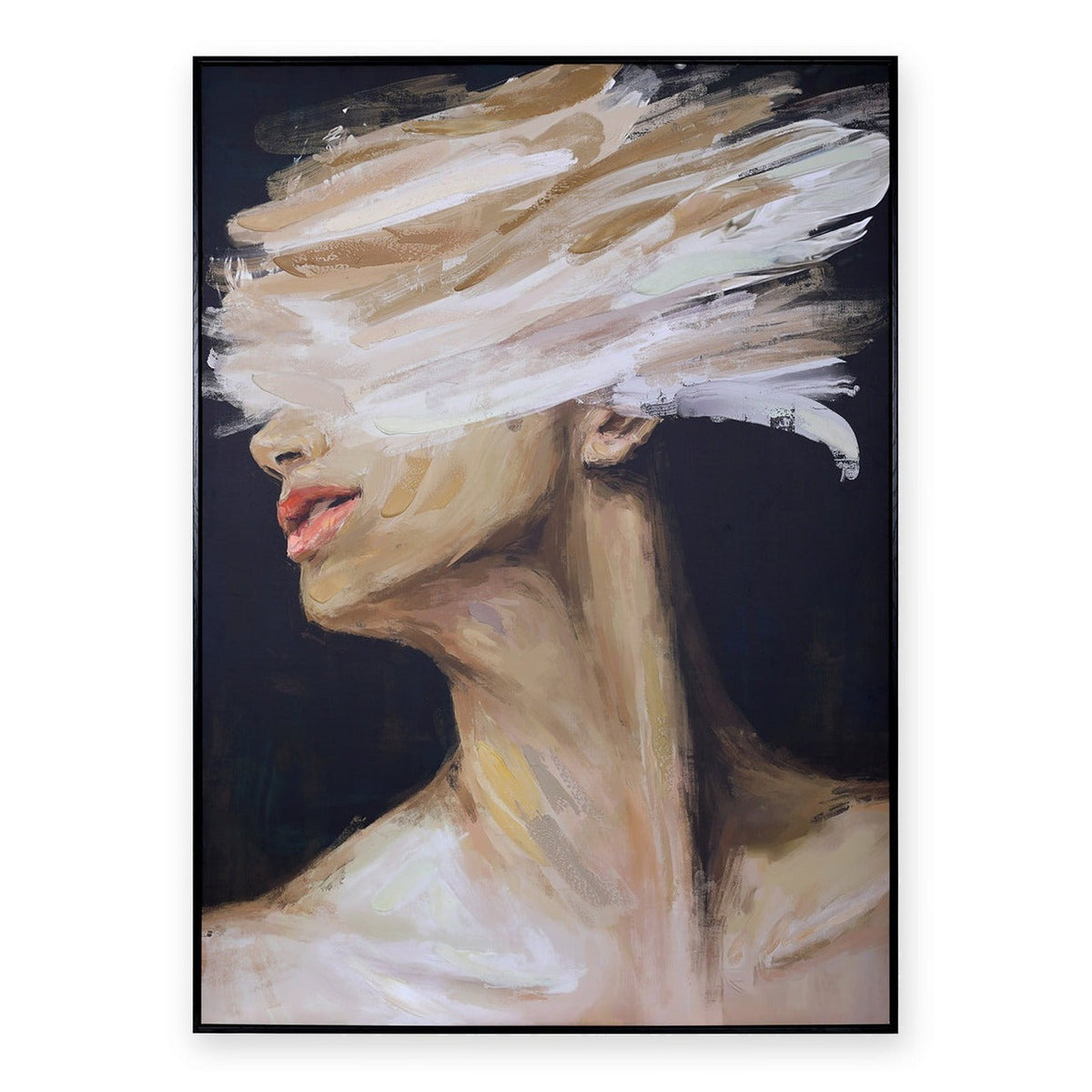 Veiled Expression Hand Embellished Framed Canvas 100x140cm Wall Art