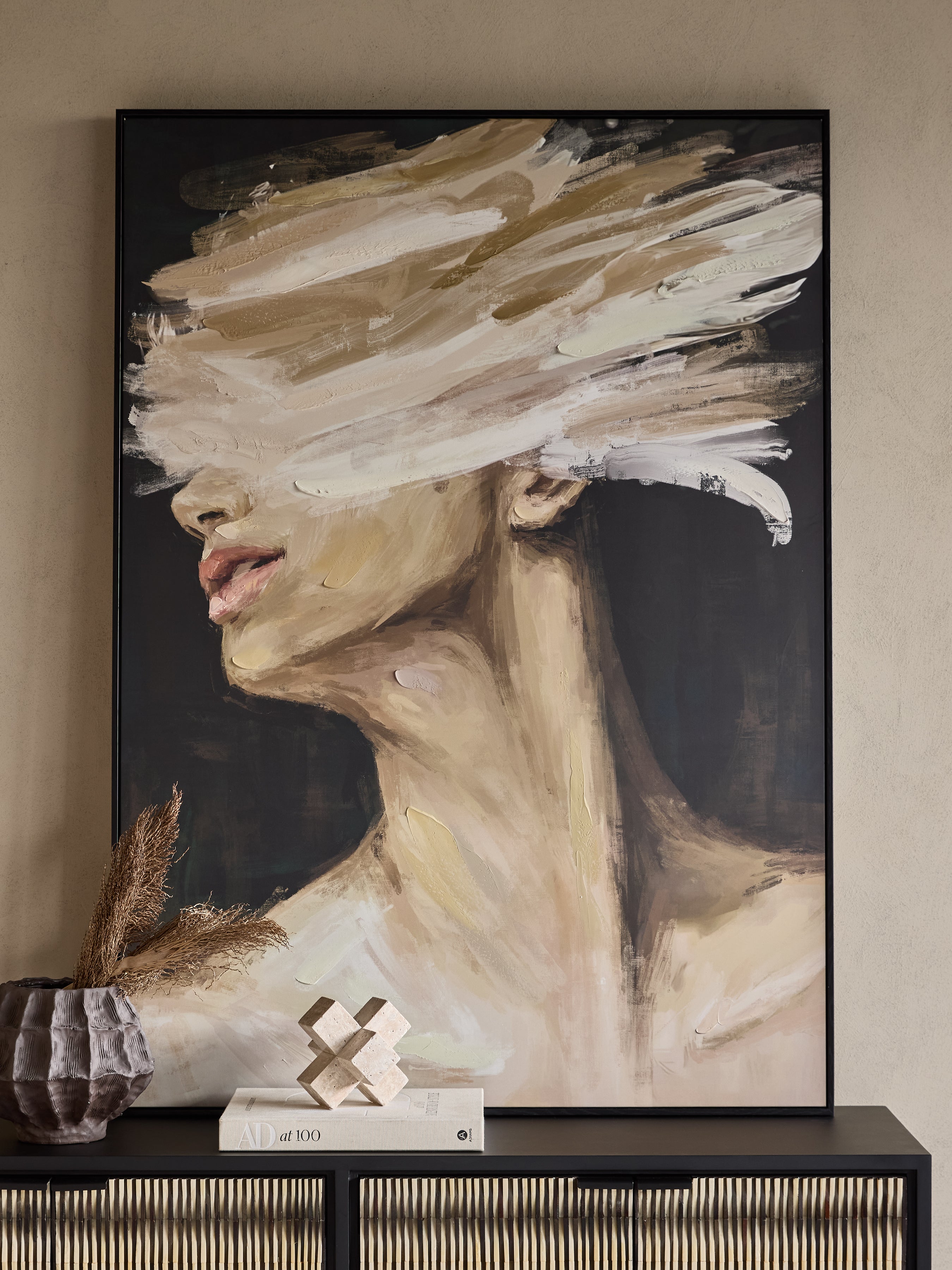 Veiled Expression Hand Embellished Framed Canvas 100x140cm Wall Art — lifestyle 6