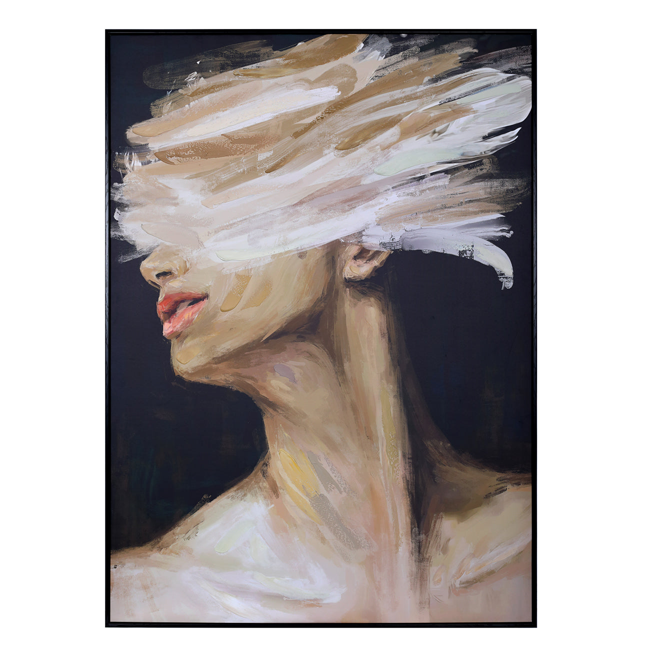 Veiled Expression Hand Embellished Framed Canvas 100x140cm Wall Art