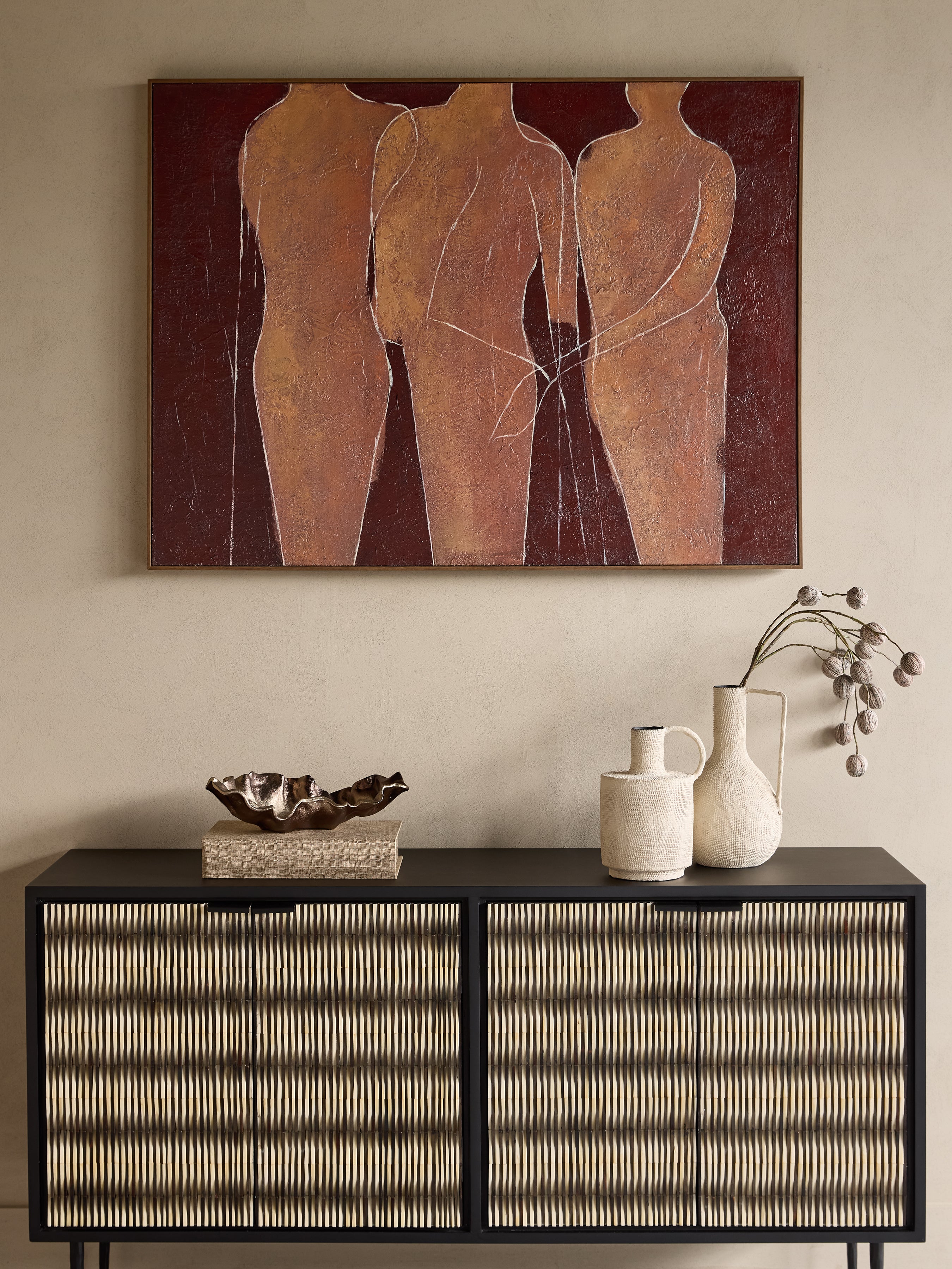 Stone Poise Heavy Textured Hessian 120x90cm Wall Art — lifestyle 6