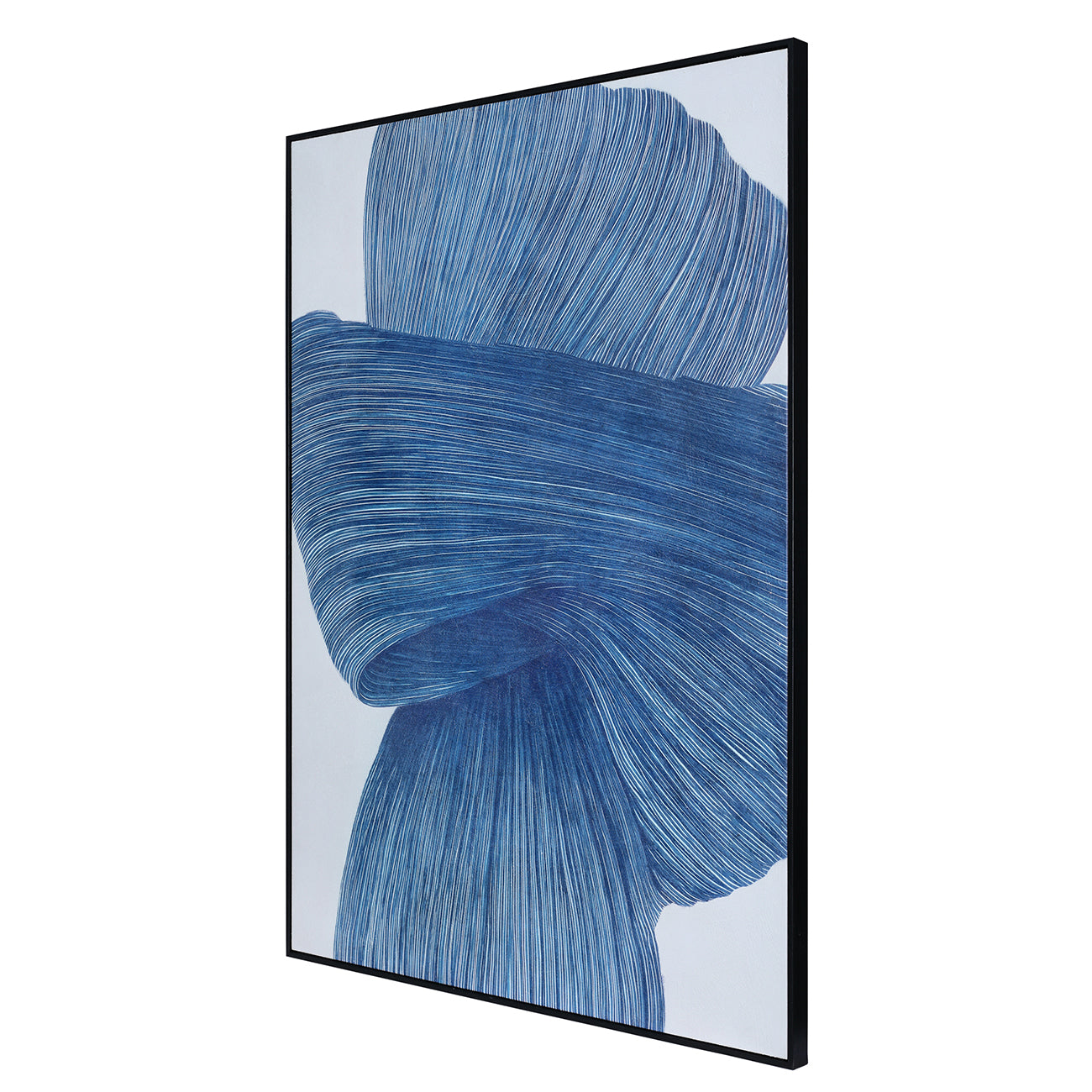 Indigo Flow Drift Textured Framed Canvas 100x140cm Wall Art — view 2