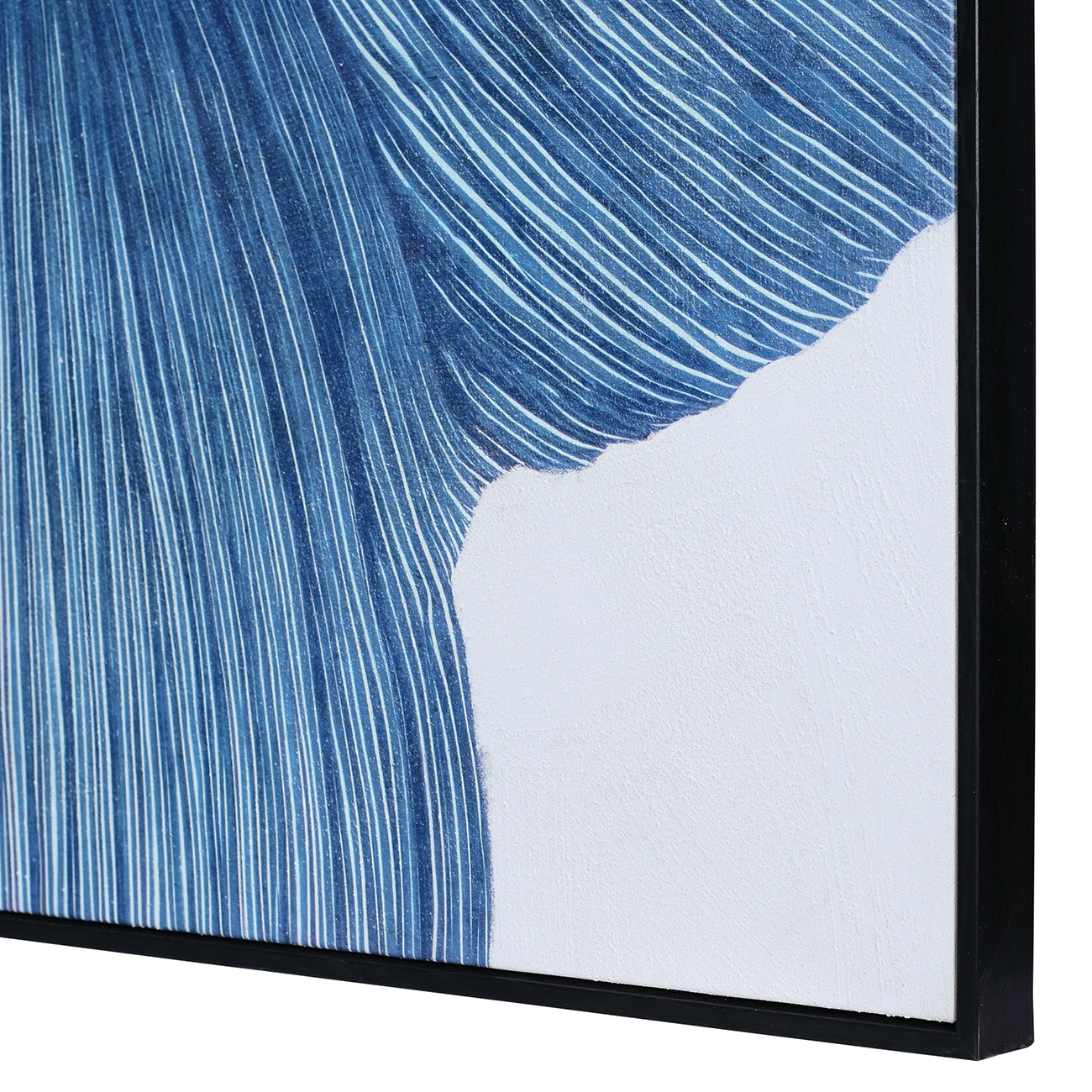 Indigo Flow Drift Textured Framed Canvas 100x140cm Wall Art — view 5