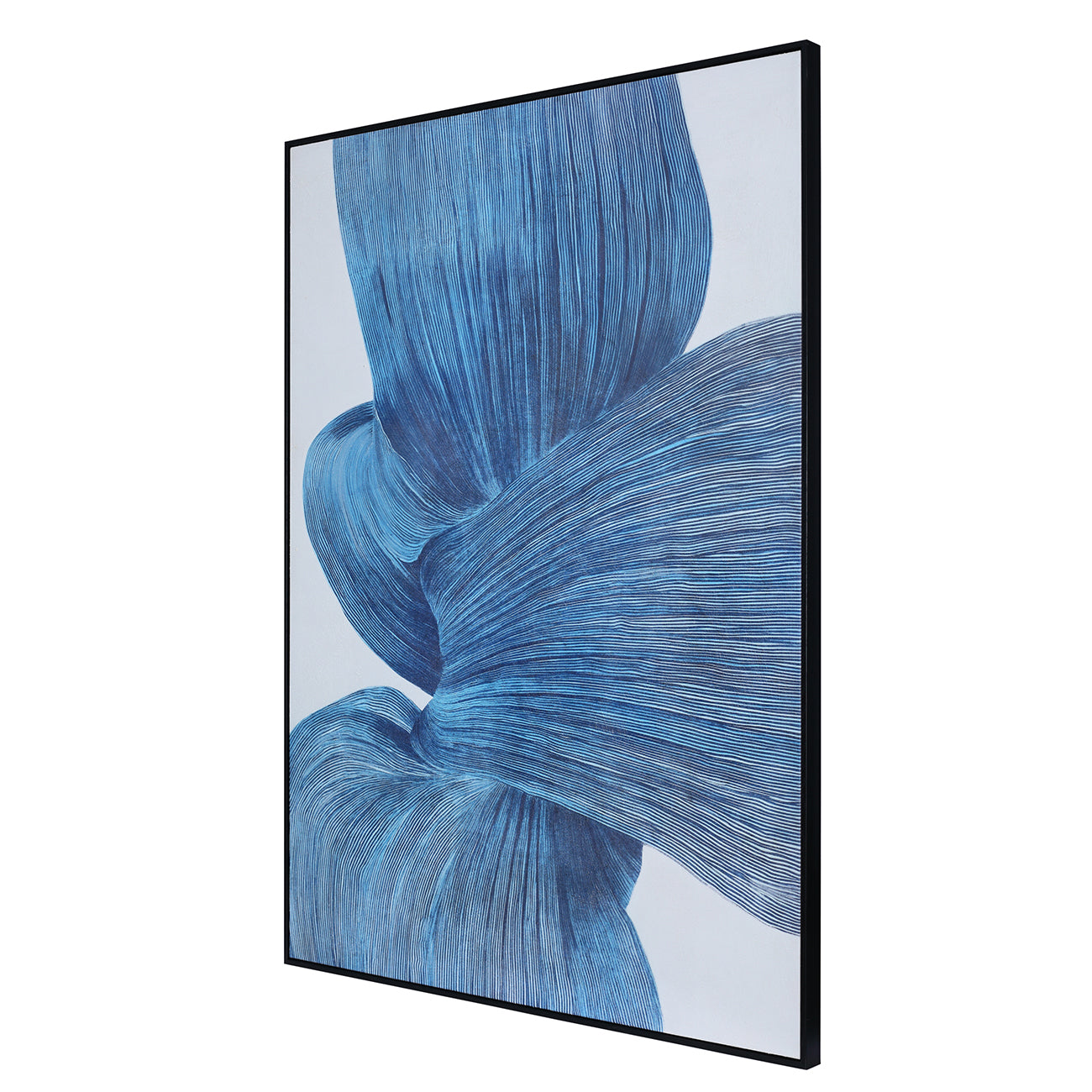 Indigo Flow Form Textured Framed Canvas 100x140cm Wall Art — view 2