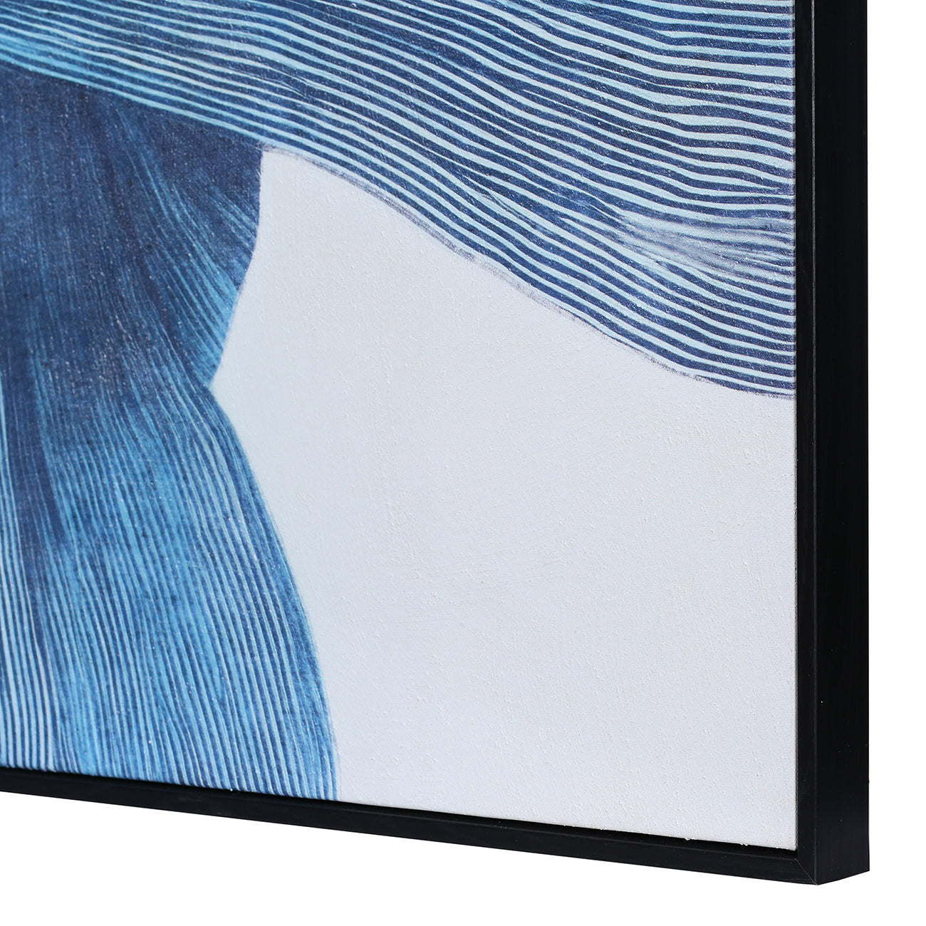 Indigo Flow Form Textured Framed Canvas 100x140cm Wall Art — view 5