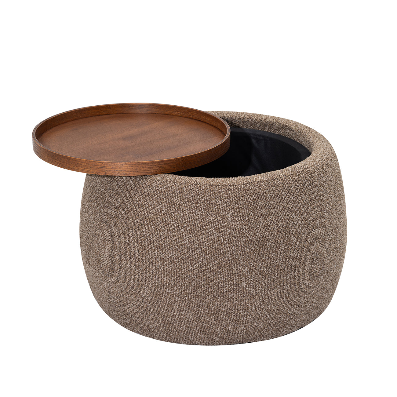 Gensen Small Coffee Brown Chenille Storage Ottoman 70cm view 3