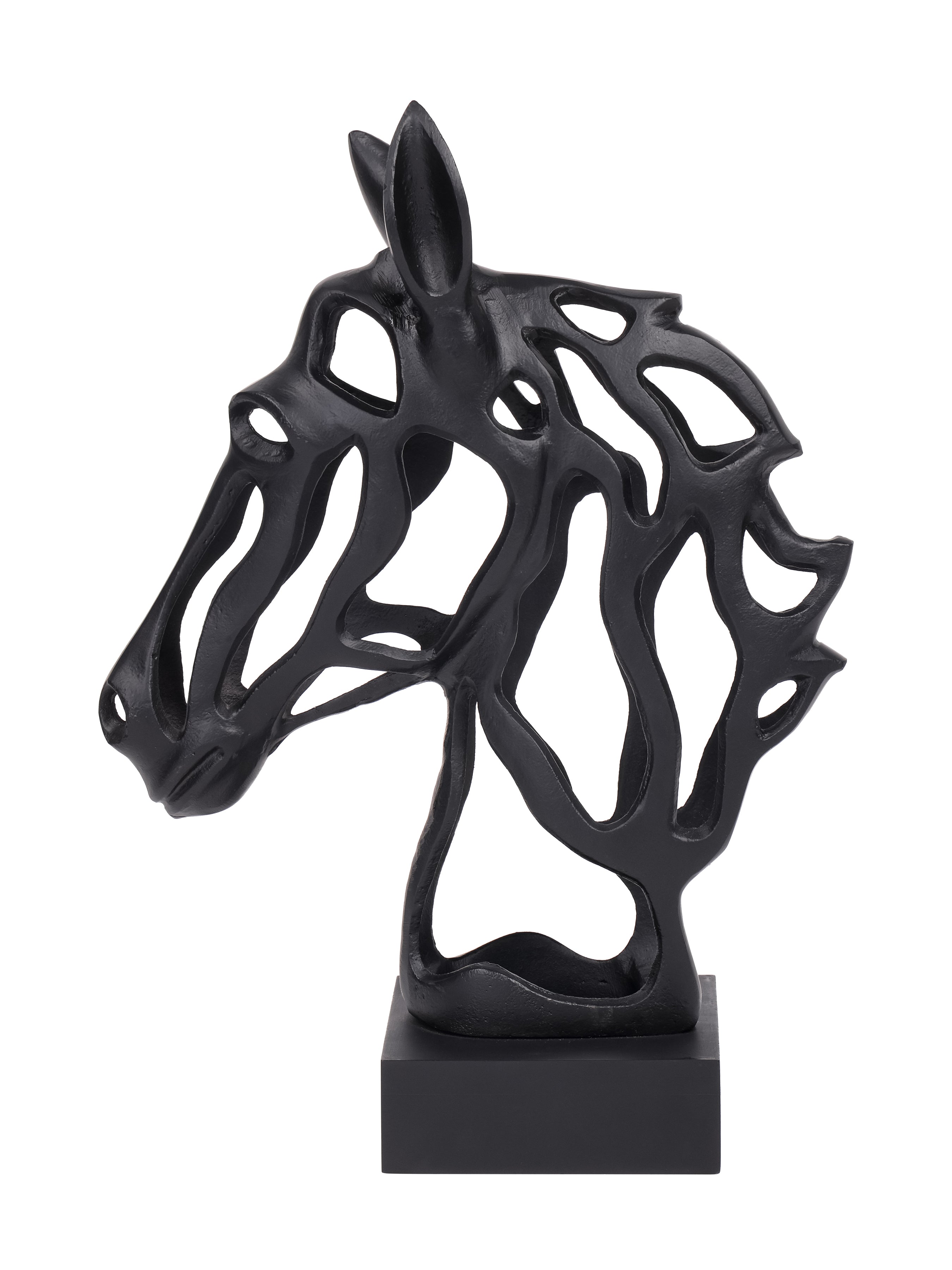 Beavis Black Aluminium Horse Head Sculpture view 2