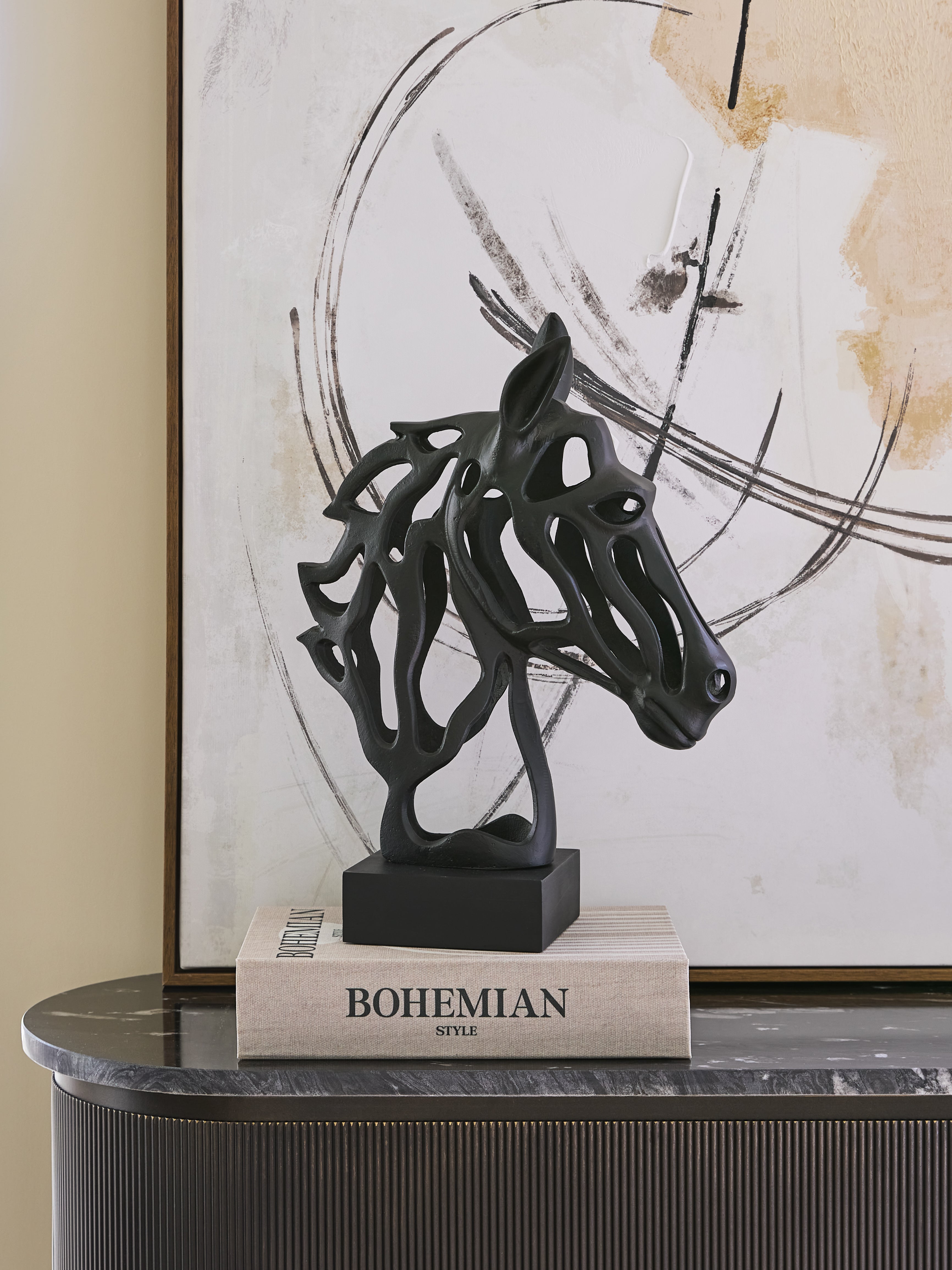 Beavis Black Aluminium Horse Head Sculpture view 6
