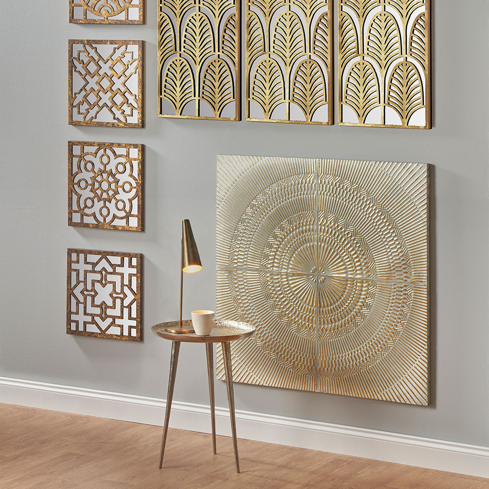 Antique White & Gold Textured Metal Wall Art
