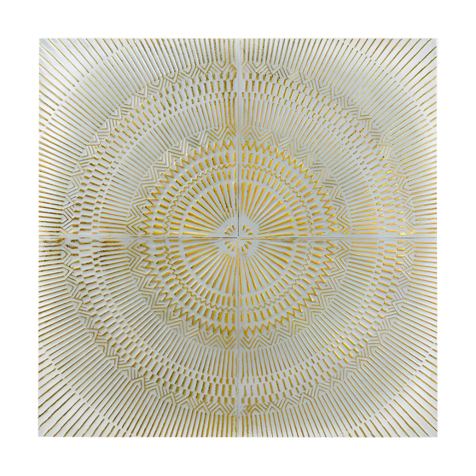 Antique White & Gold Textured Metal Wall Art
