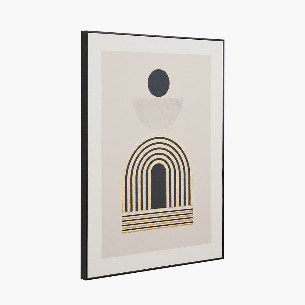 Art Deco Print with Linear Gold Detail & Black Framed Wall Art