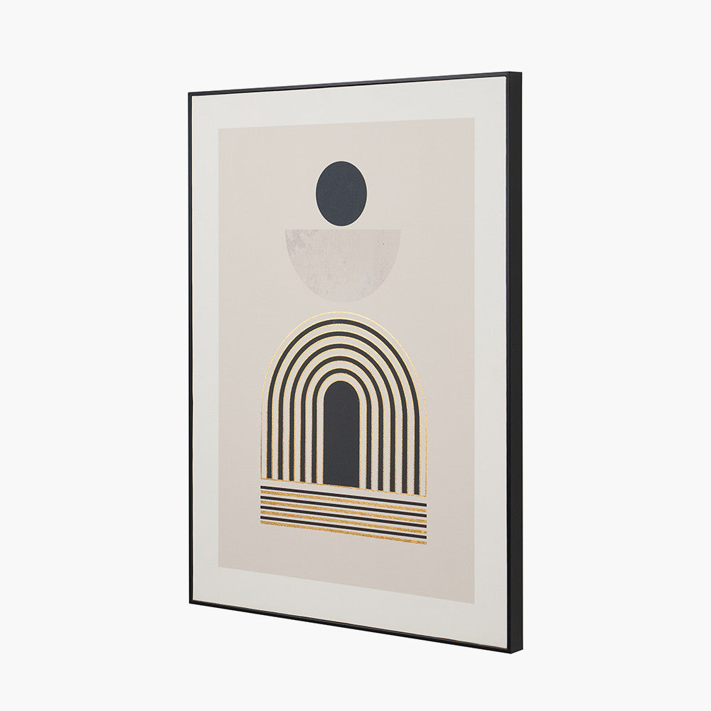 Art Deco Print with Linear Gold Detail & Black Framed Wall Art