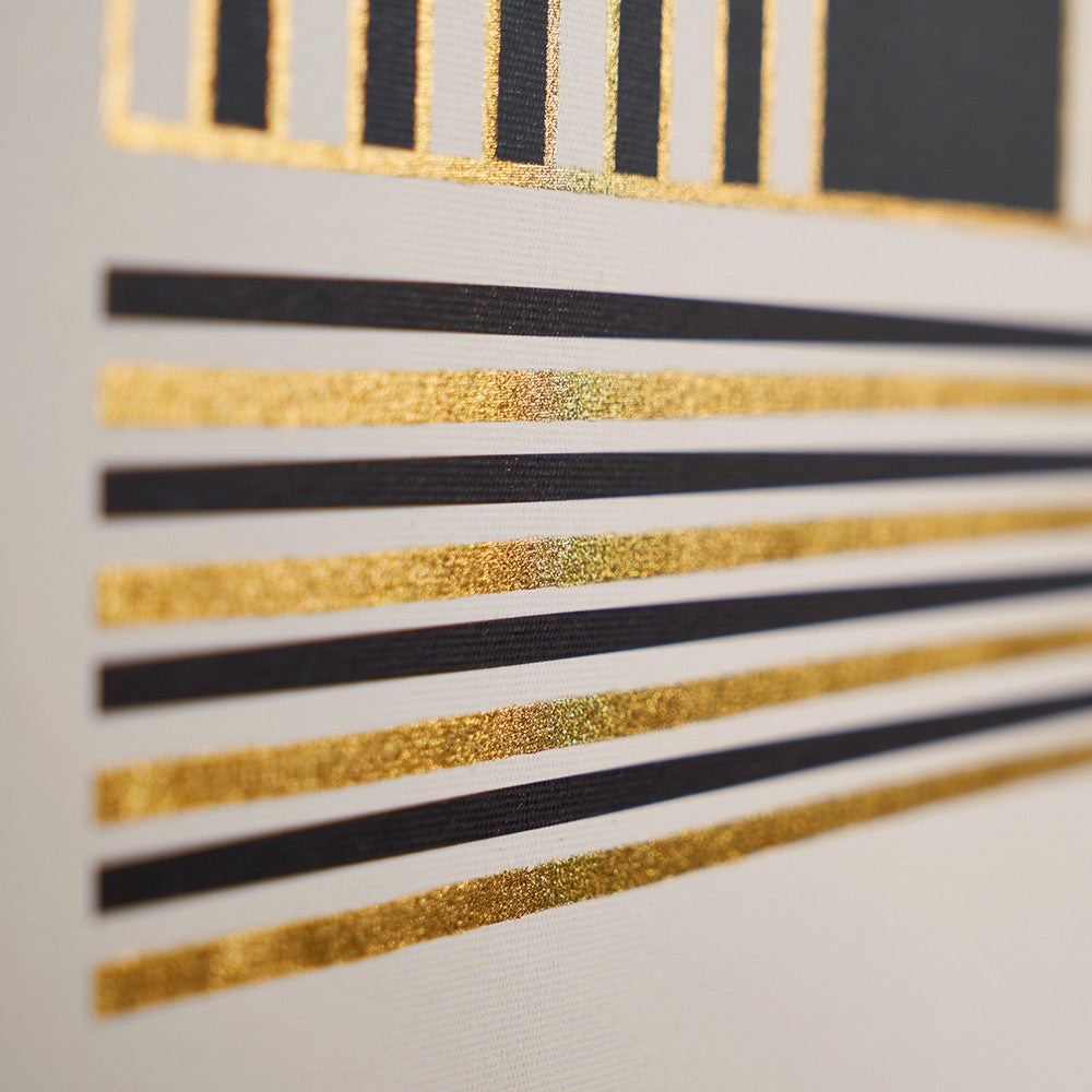 Art Deco Print with Linear Gold Detail & Black Framed Wall Art