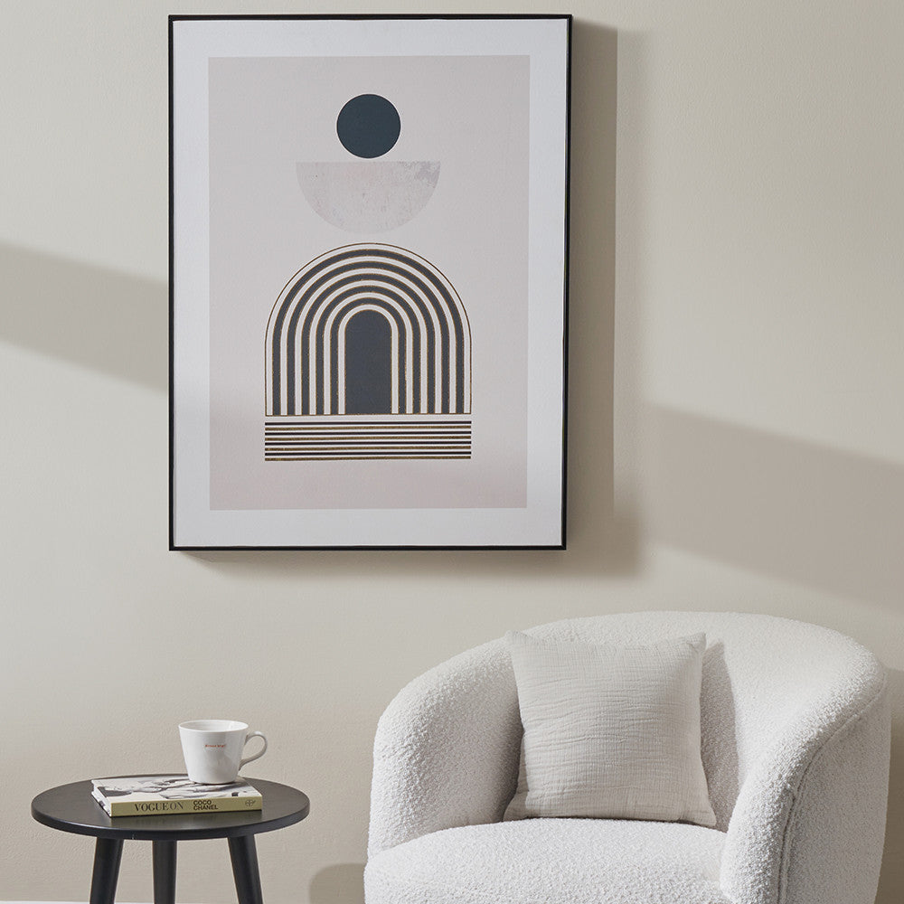 Art Deco Black Framed Wall Art Print with Linear Gold Detail