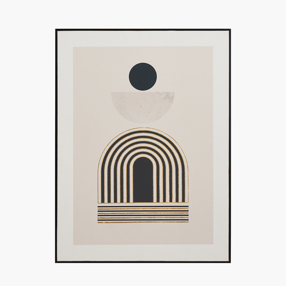 Art Deco Print with Linear Gold Detail & Black Framed Wall Art