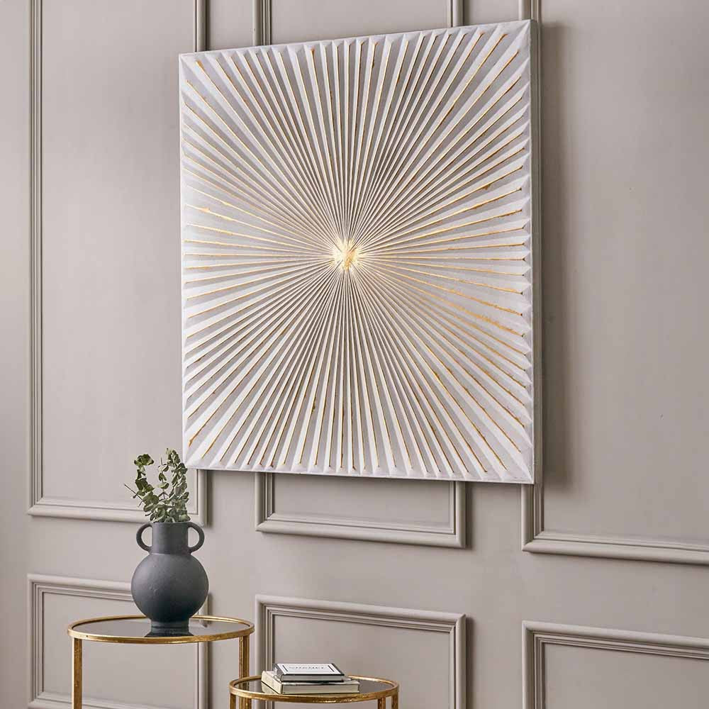 White & Gold Metal Sunburst Wall Art