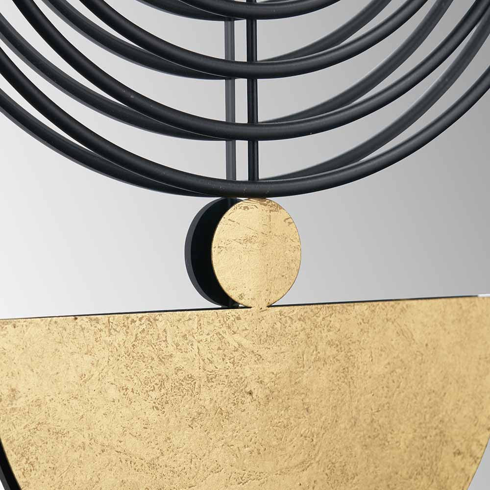Set of 2 Abstract Mirrored Black & Gold Metal Wall Art