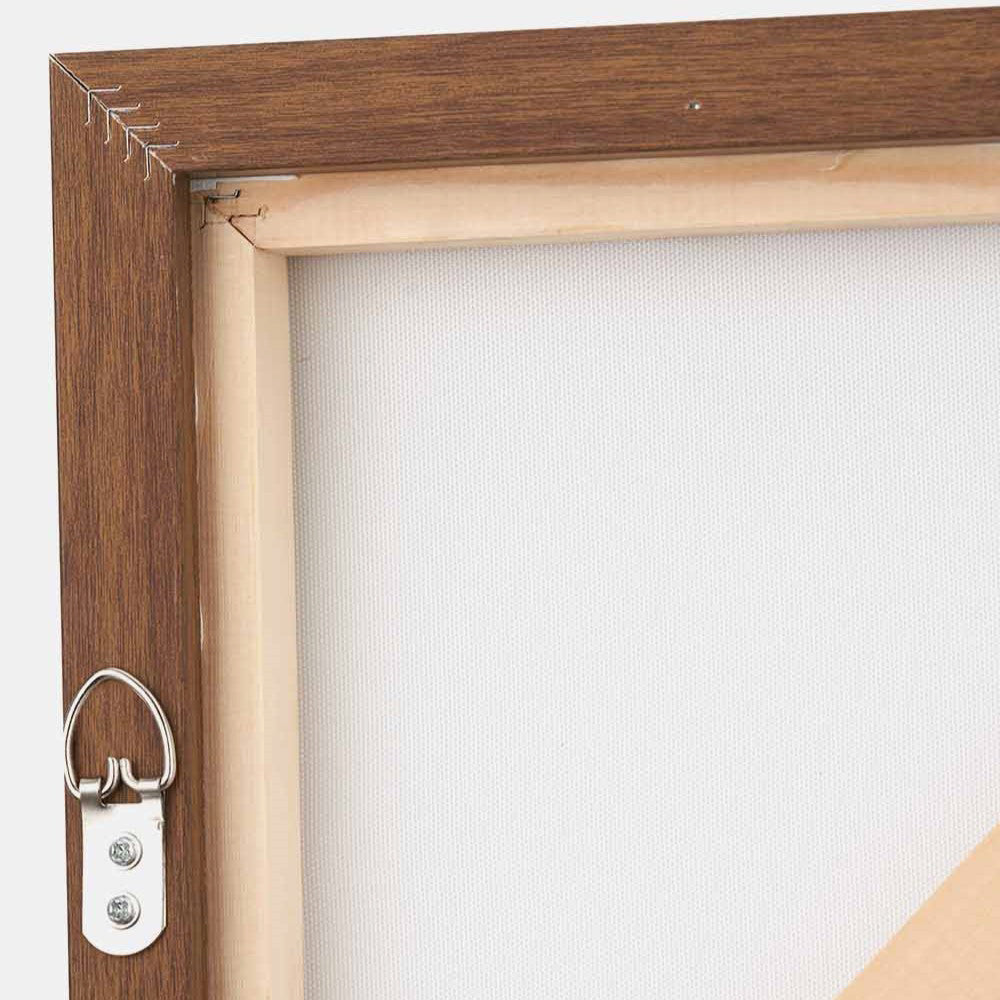 Natural & White Abstract Canvas with Natural Frame Large