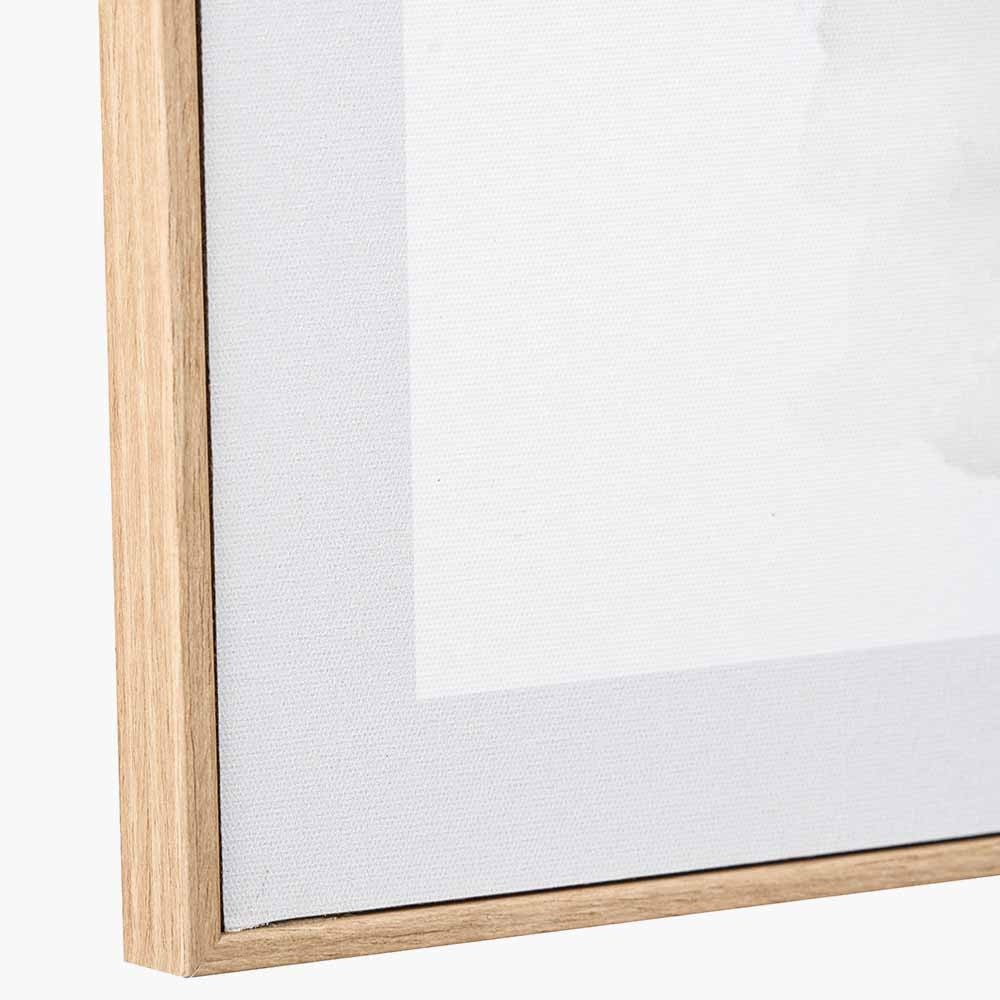 Set of 2 Natural Abstract Canvas with Natural Wood Frame Wall Art