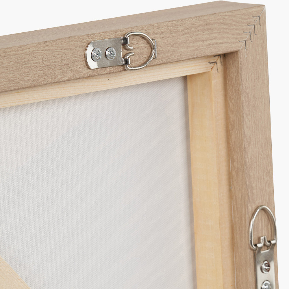 Natural & White Abstract Canvas with Natural Frame