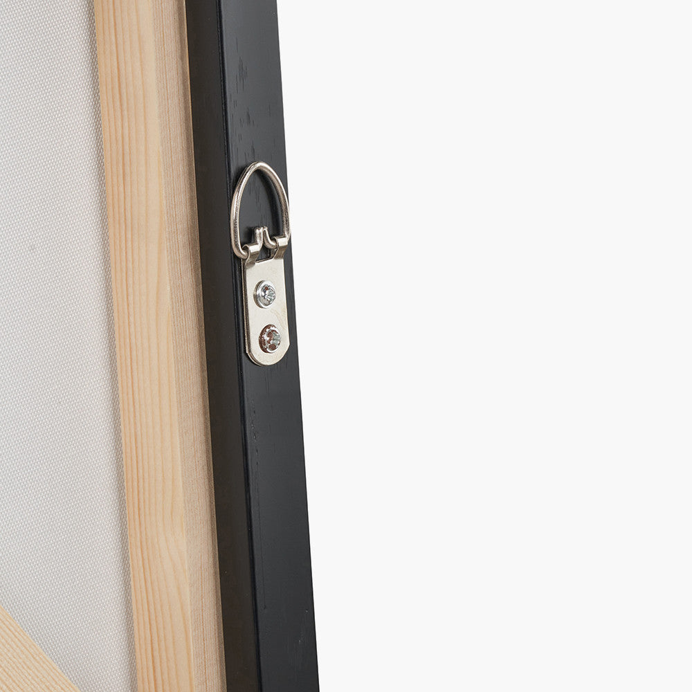 Gold & Blue Tone Abstract Canvas with Black Frame