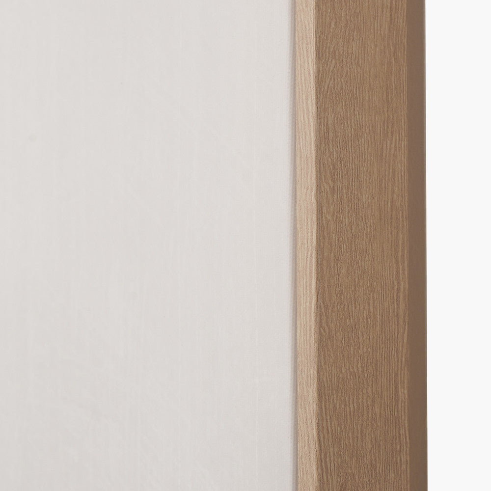 Set of 3 Natural & White Birds Canvas with Natural Wood Frame Wall Art