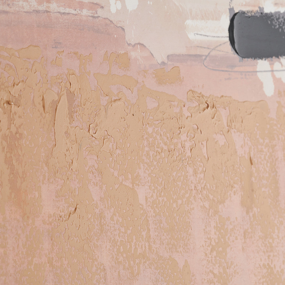 White & Terracotta Abstract Square Canvas with Oak Effect Frame