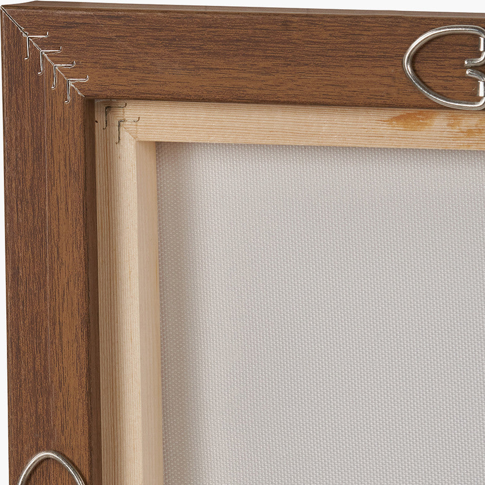 White & Terracotta Abstract Square Canvas with Oak Effect Frame