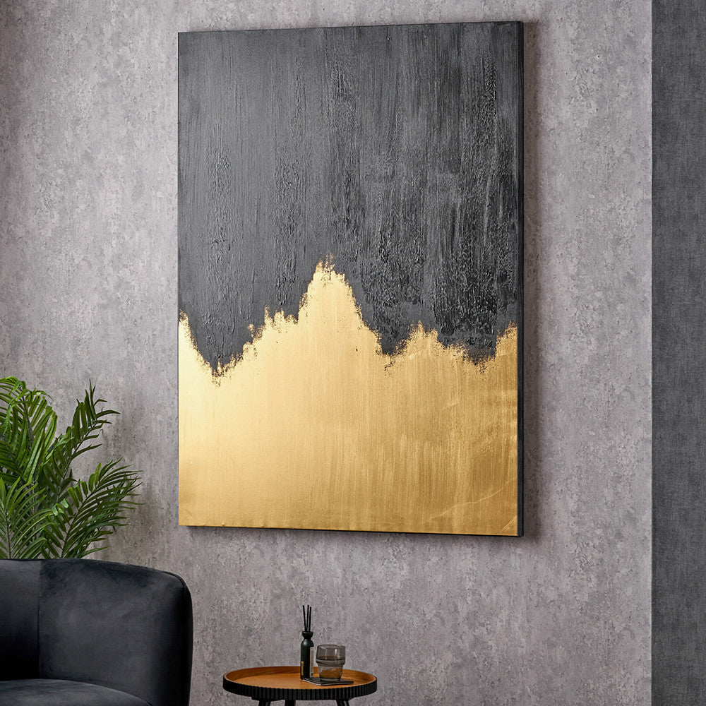 Black & Gold Abstract Frameless Canvas Wall Art