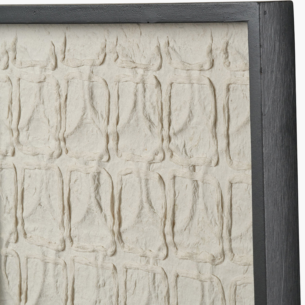 Set of 2 Circular Pattern Natural Paper Design Wall Art with Black Wood Frame