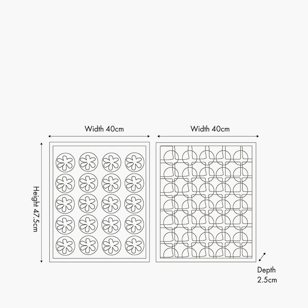 Set of 2 Circular Pattern Natural Paper Design Wall Art with Black Wood Frame