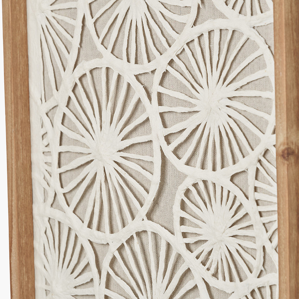Set of 2 Cut Out Pattern Natural Paper Design Wall Art with Natural Wood Frame