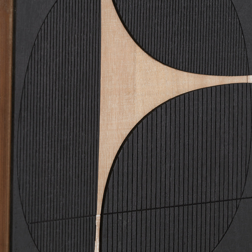 Set of 2 Black & Natural Wooden Textured Design Wall Art