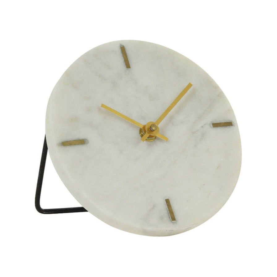 Moreno White Marble Table Clock 13cm