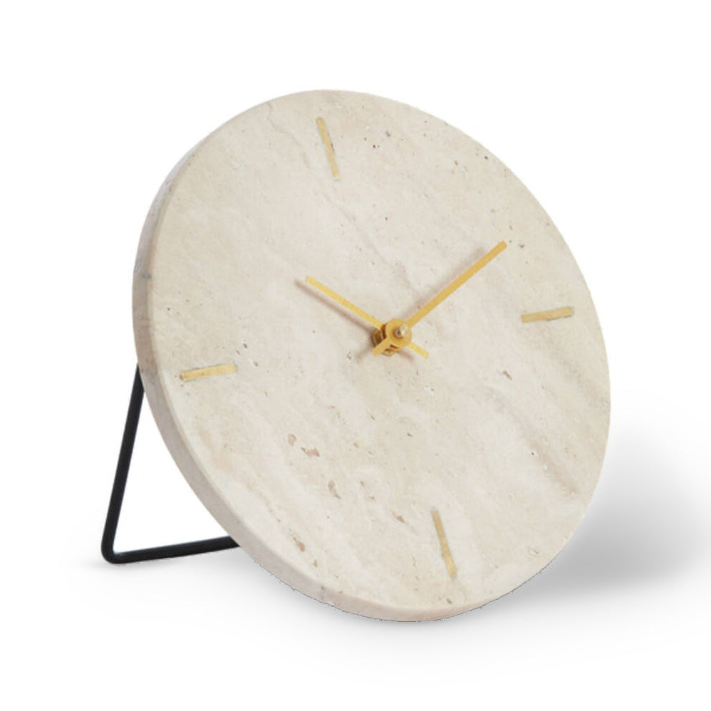 Jenay Sand Travertine Table Clock 20cm