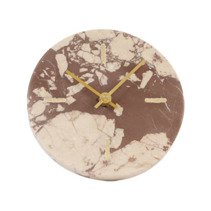 Jenay Burgundy/Cream Marble Table Clock 15cm