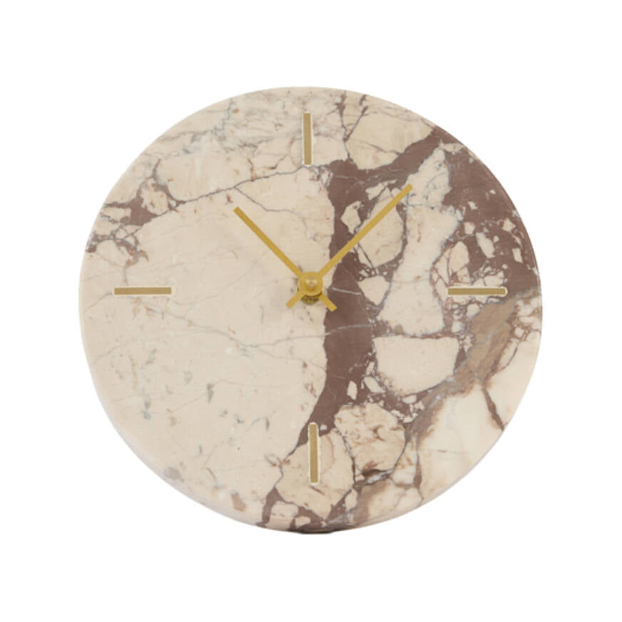 Jenay Burgundy/Cream Marble Table Clock 20cm