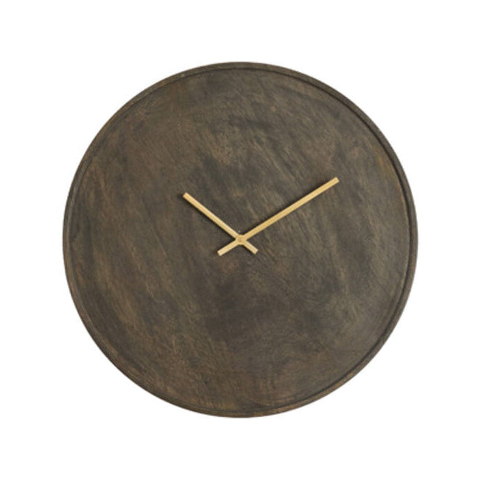 Veti Dark Brown Mango Wood & Gold Wall Clock 41cm