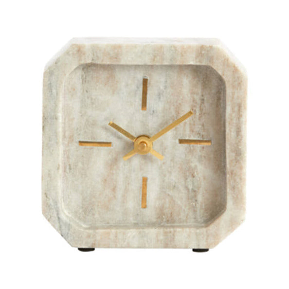 Pablia Sand/Grey Marble Table Clock 13cm