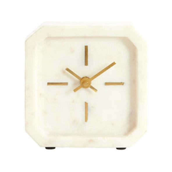Pablia White Marble Table Clock 13cm