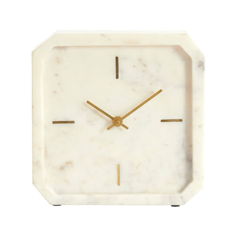 Pablia White Marble Table Clock 20.5cm