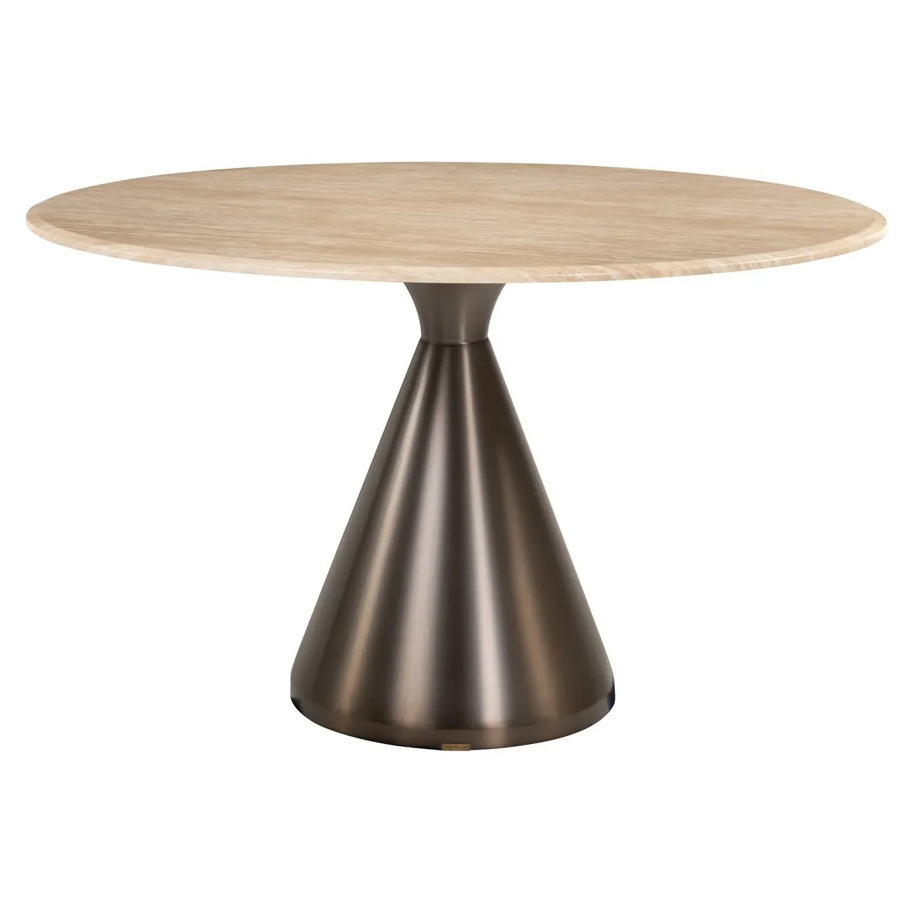 Richmond Interiors Montgommery Bronze & Travertine Round Dining Table 130cm